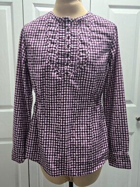 Lucy Purple Grape Gingham Blouse Medium
